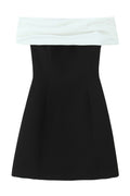Off the Shoulder White and Black Short Dress