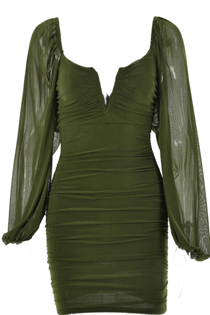 Orange Long Sleeves Tight Party Dress