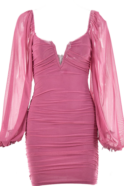 Orange Long Sleeves Tight Party Dress