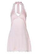 Halter Pink Satin A-line Short Dress