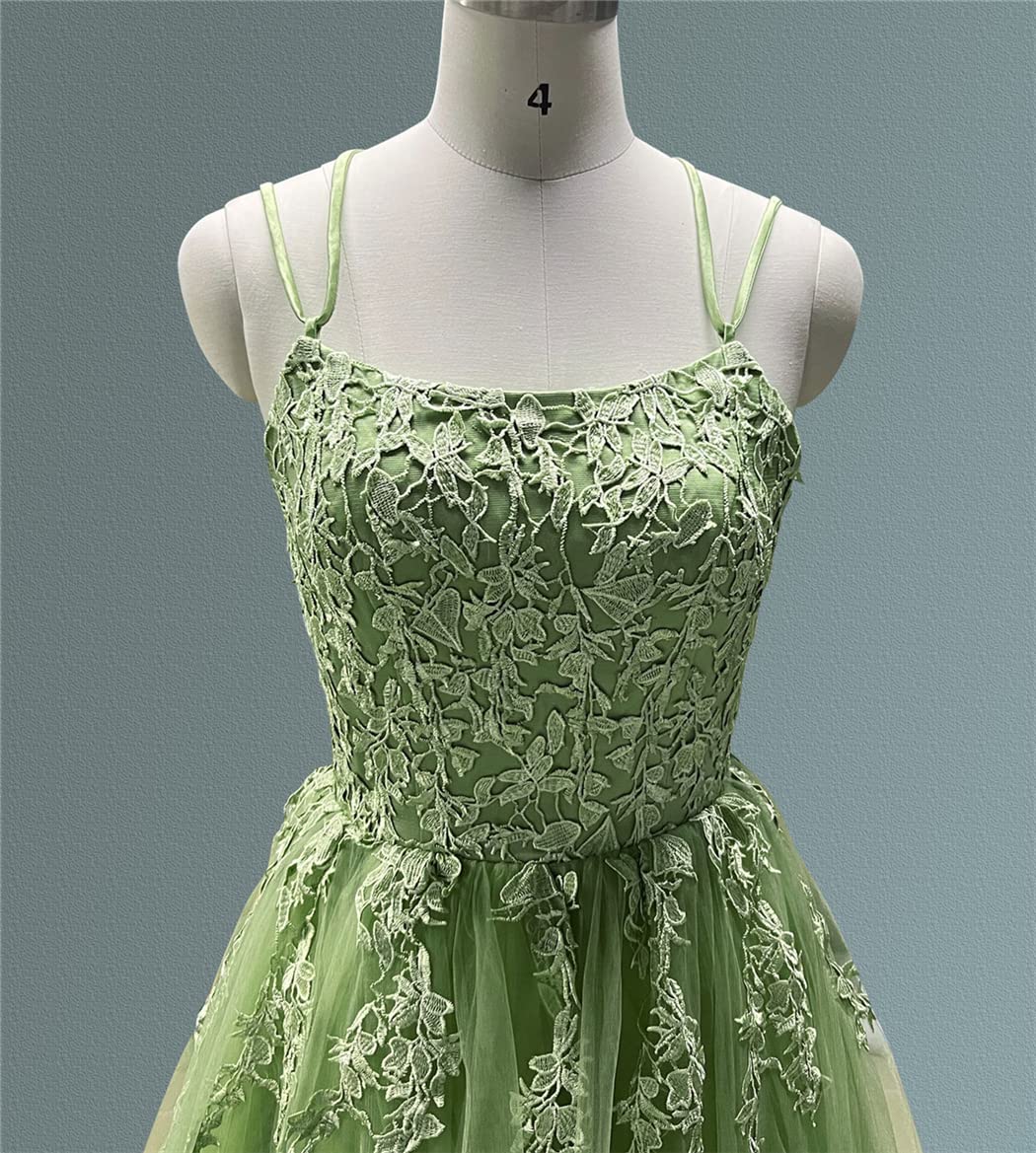 Lavender Lace Appliques A-line Long Formal Dress