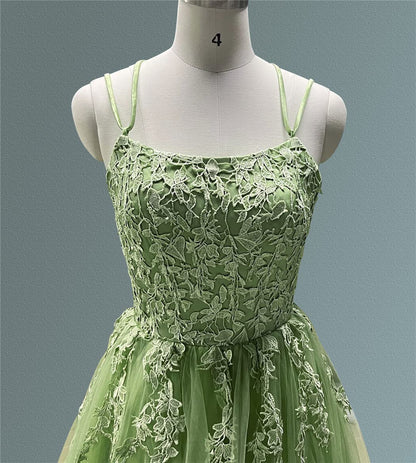 Lavender Lace Appliques A-line Long Formal Dress