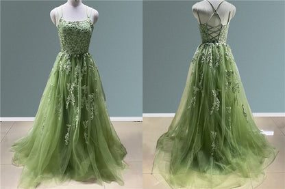 Lavender Lace Appliques A-line Long Formal Dress