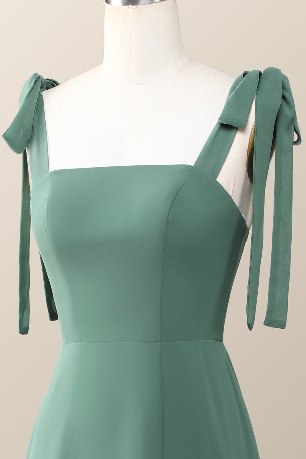Eucalyptus Square Neck Long Bridesmaid Dress