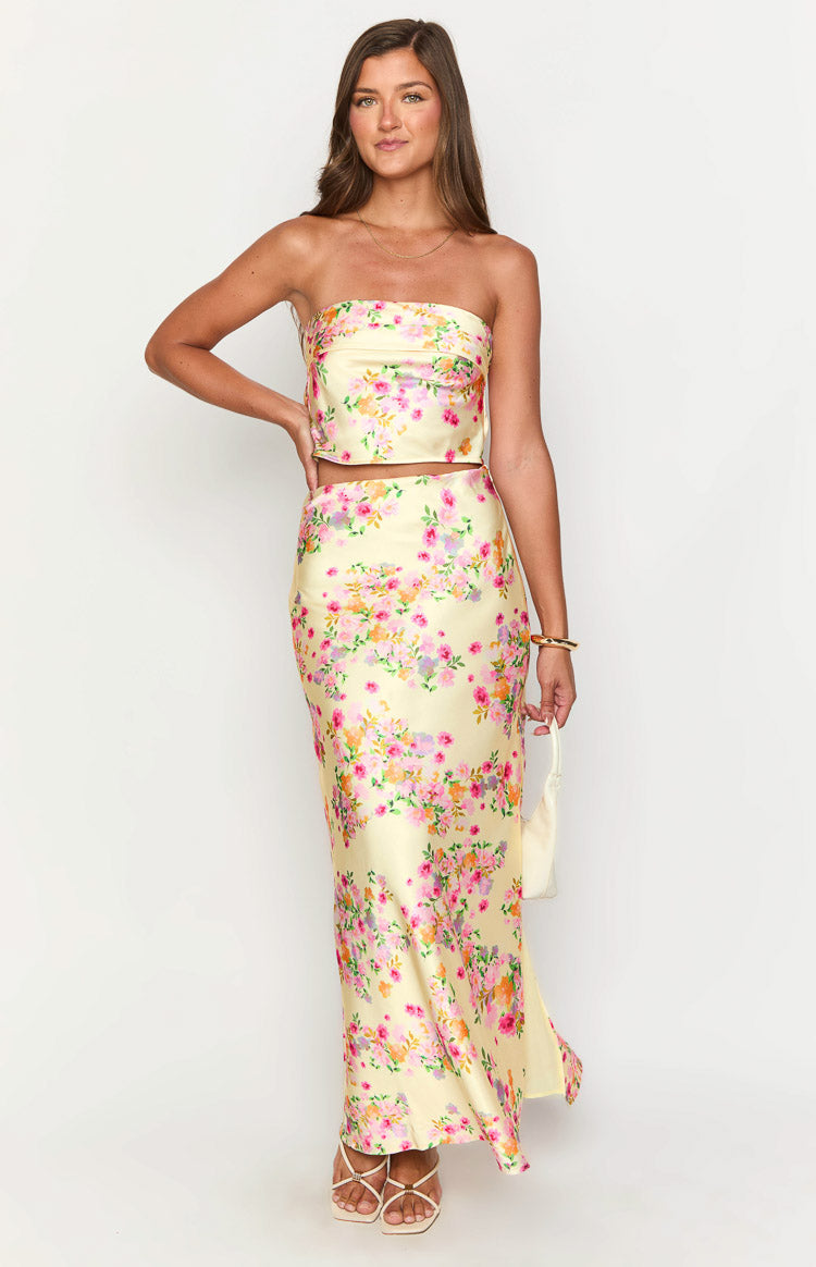 Genevieve Yellow Bloom Maxi Skirt