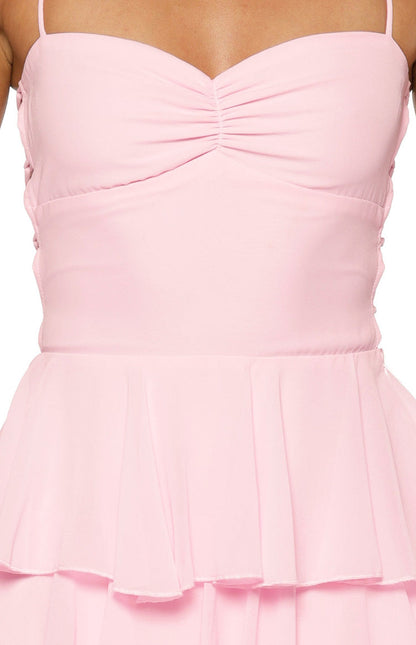 Georgie Pink Ruffle Maxi Dress