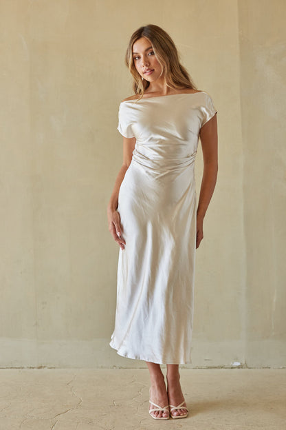 Kaiden Satin Cowl Midi Dress