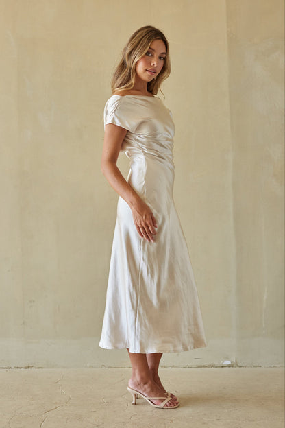 Kaiden Satin Cowl Midi Dress