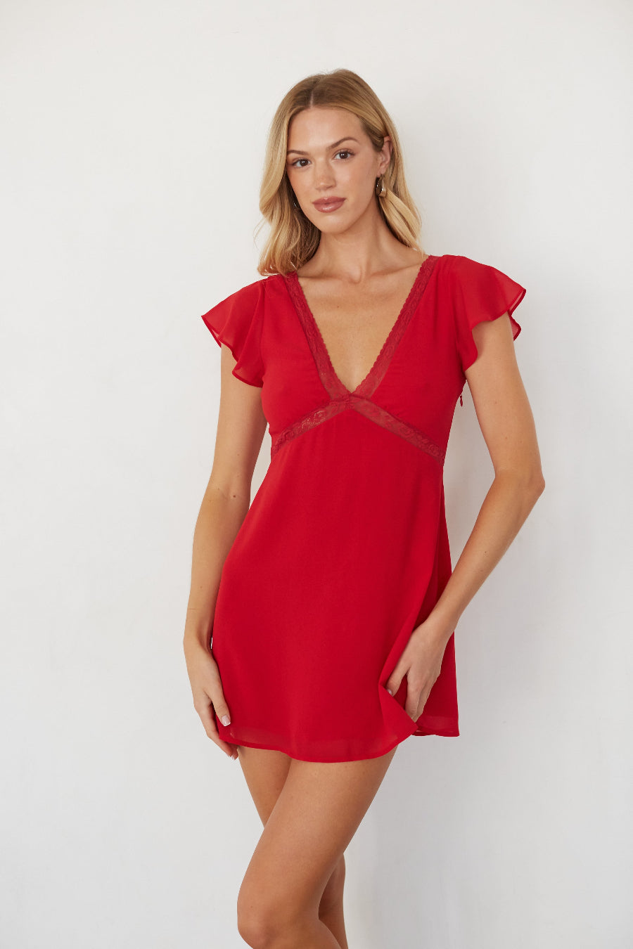Lisa Lace Trim Mini Dress