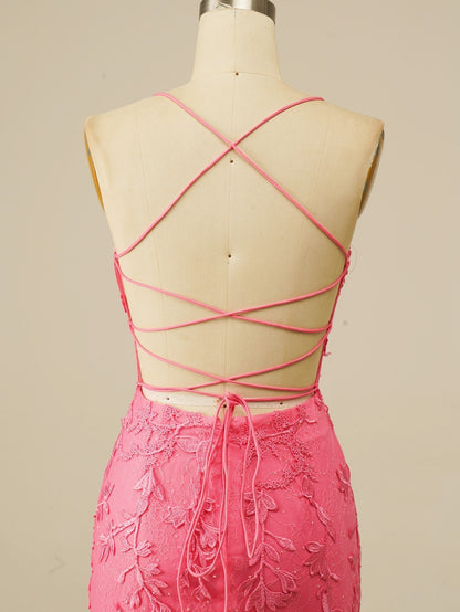 Hot Pink Lace Bodycon Mini Dress