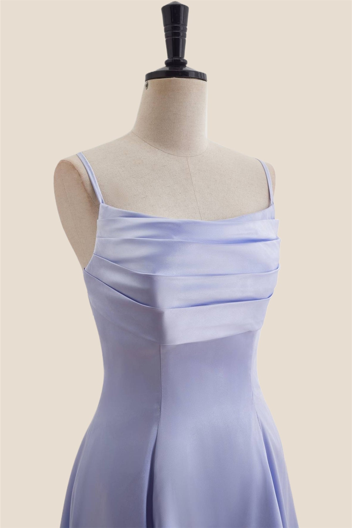 Light Blue Satin Short Dress with Back Bow