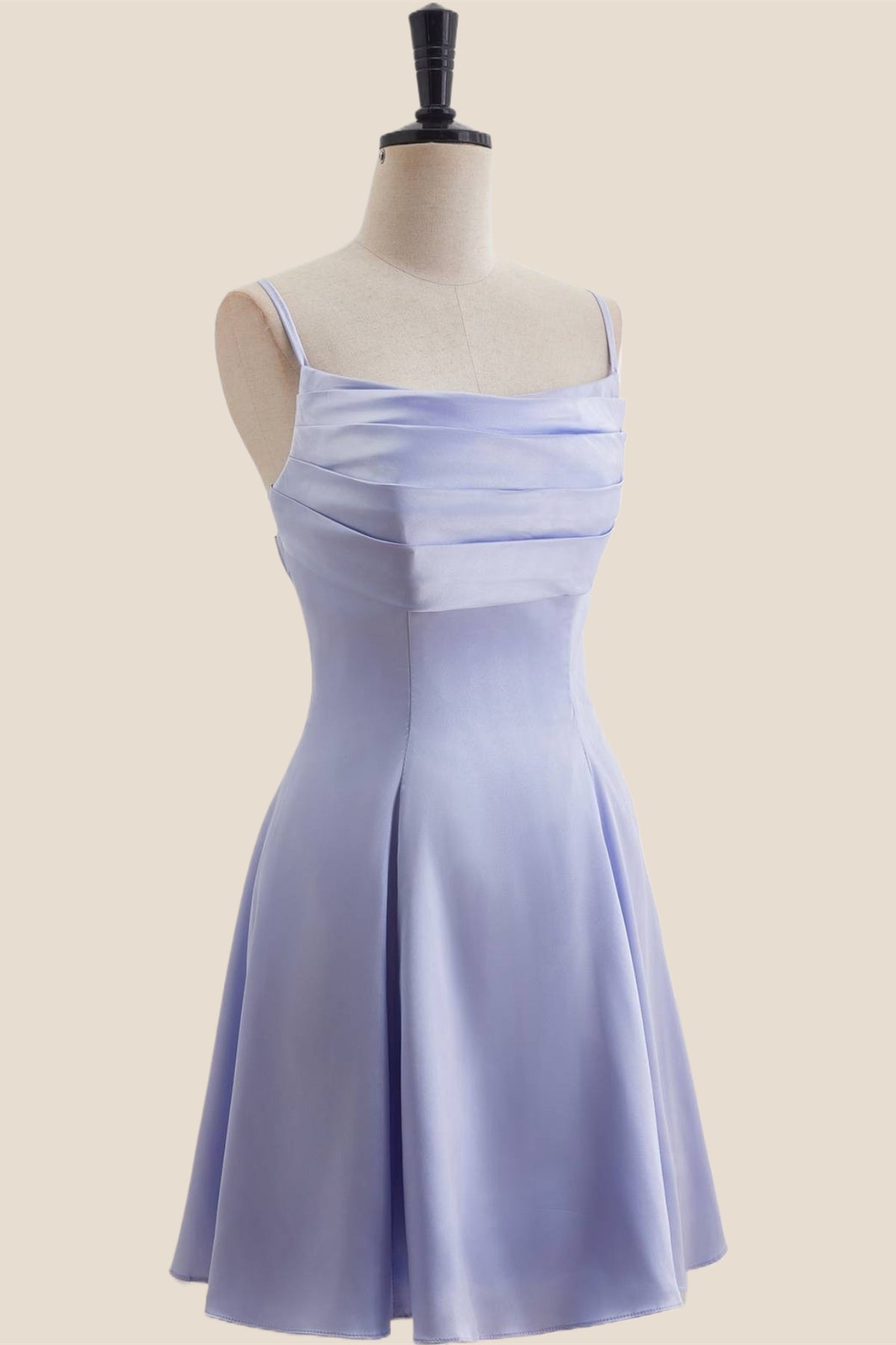 Pink Cowl Neck Short Dress with Back Bow