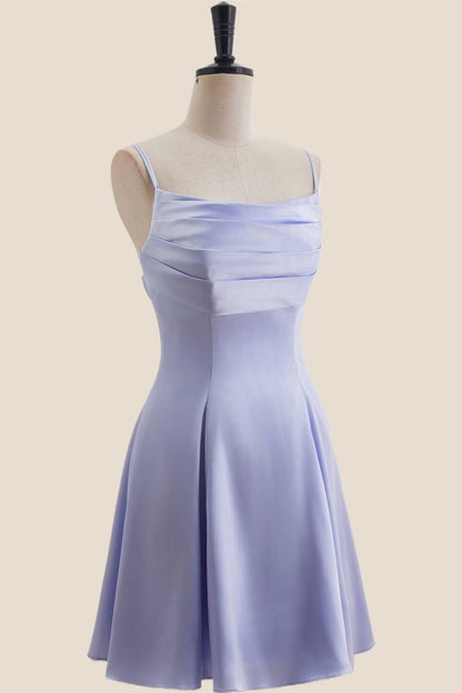 Pink Cowl Neck Short Dress with Back Bow