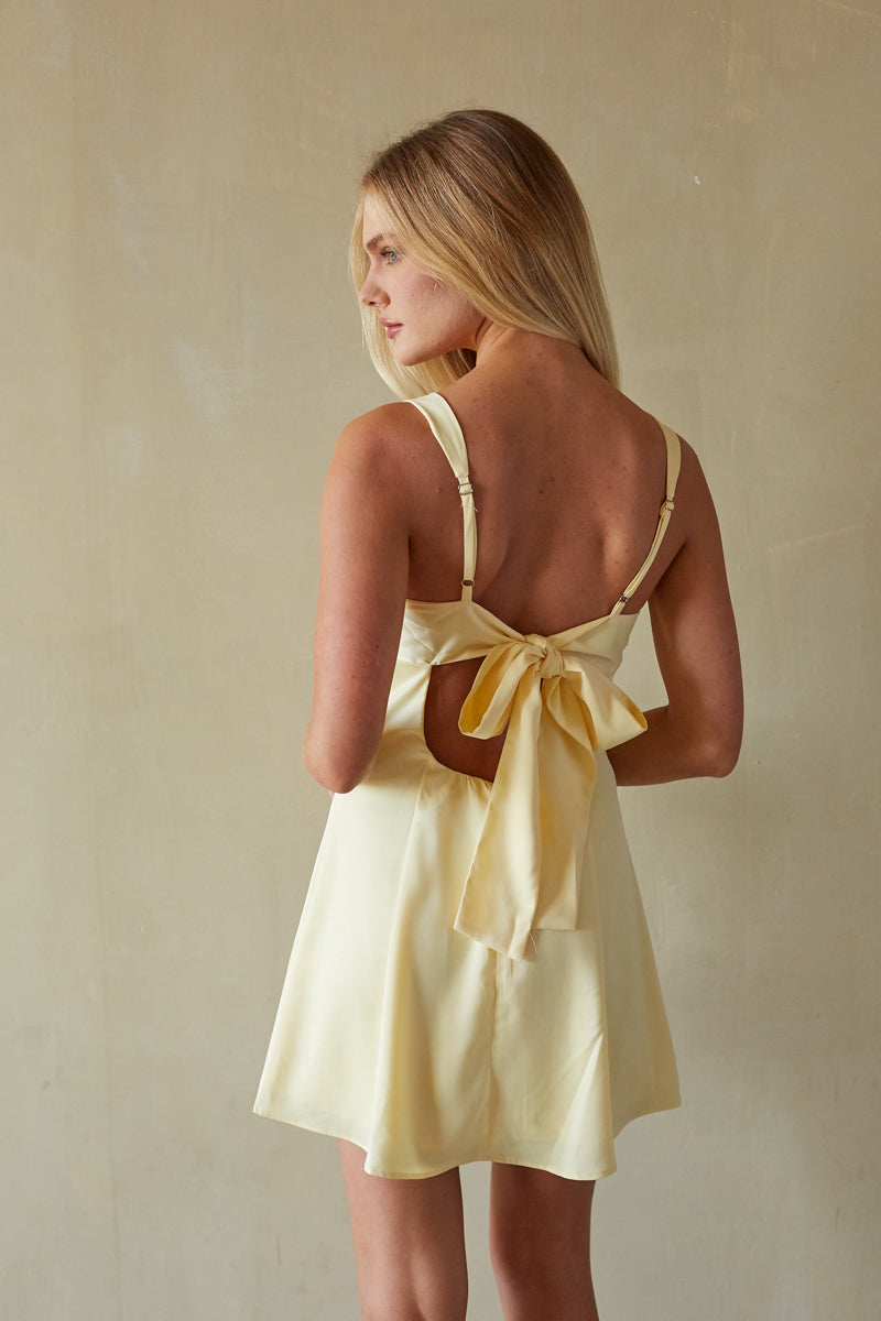 Lizzy Front Twist Tie Back Mini Dress