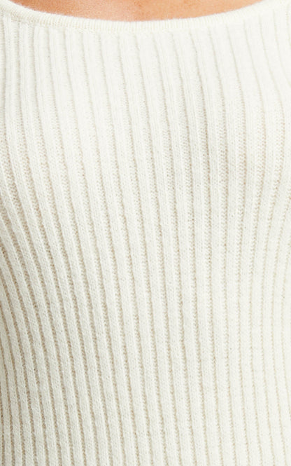 Nina knitted Maxi Dress - Scoop Neck Knitted Maxi Dress in Beige