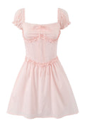 Cap Sleeves Cute Pink A-line Short Dress