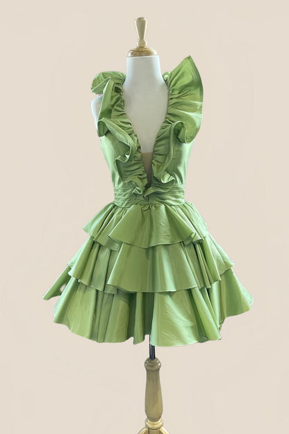 Halter Royal Blue Ruffle Tiered Short Dress