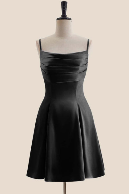Pink Cowl Neck Short Dress with Back Bow