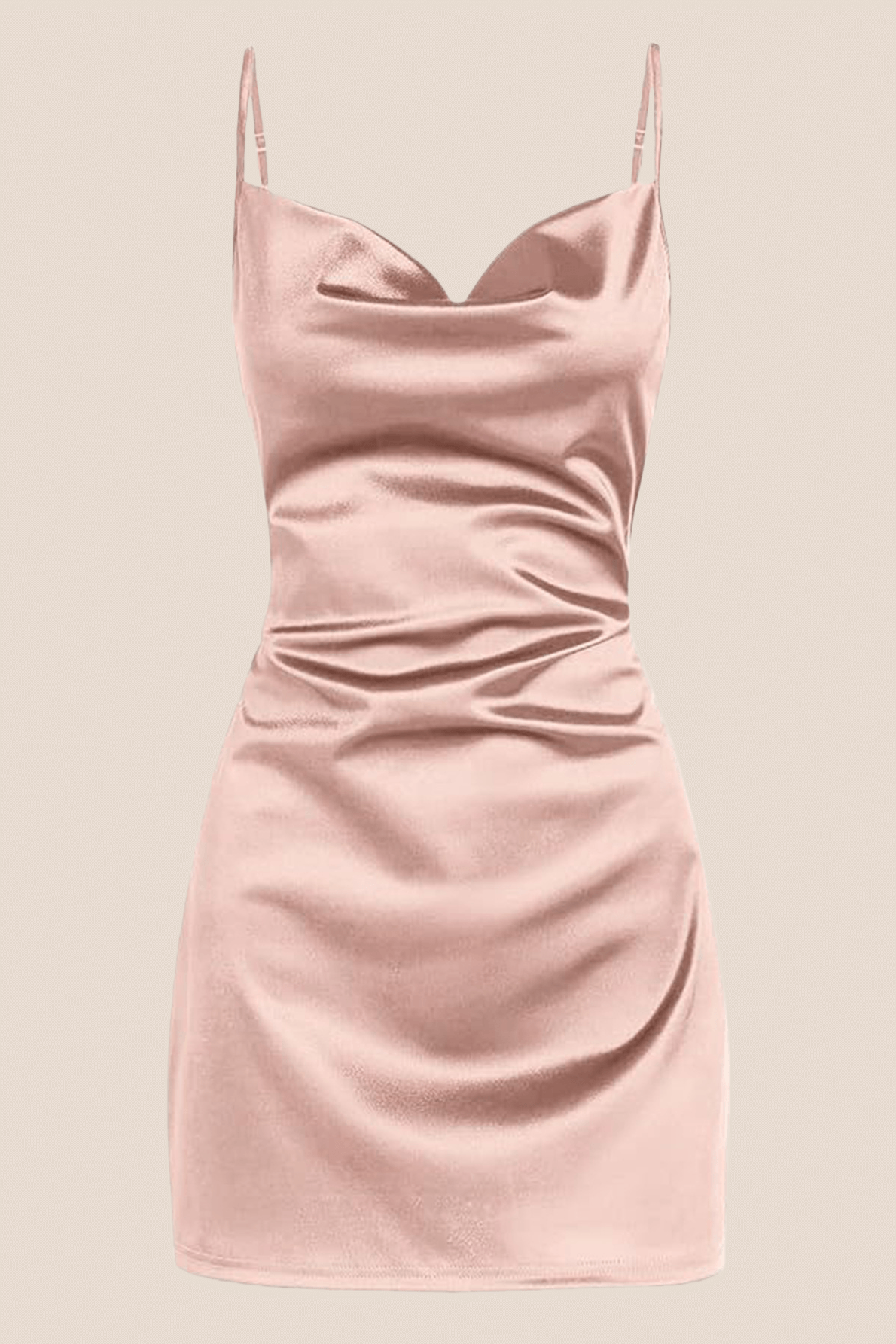 Cowl Neck White Back Tie A-line Short Dress
