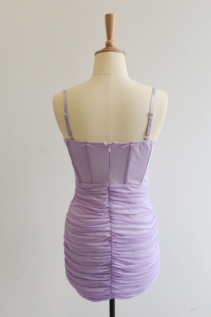 Light Blue Corset Ruched Tight Mini Dress