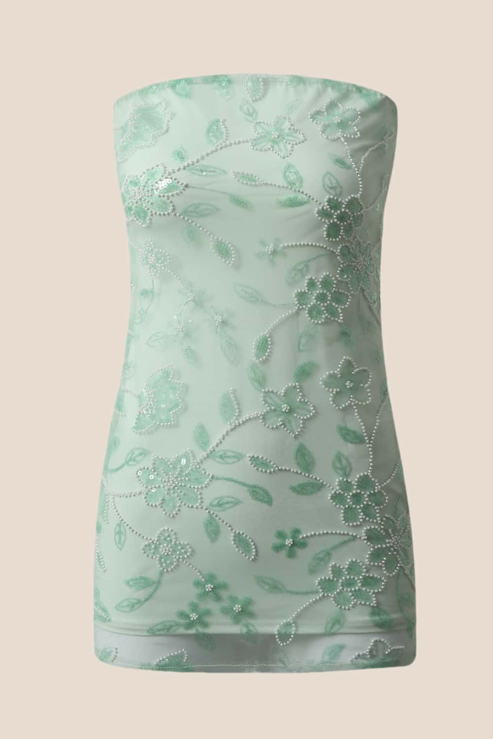Blue Beaded Strapless Fitted Short Dress
