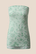 Green Beaded Strapless Fitted Short Dress