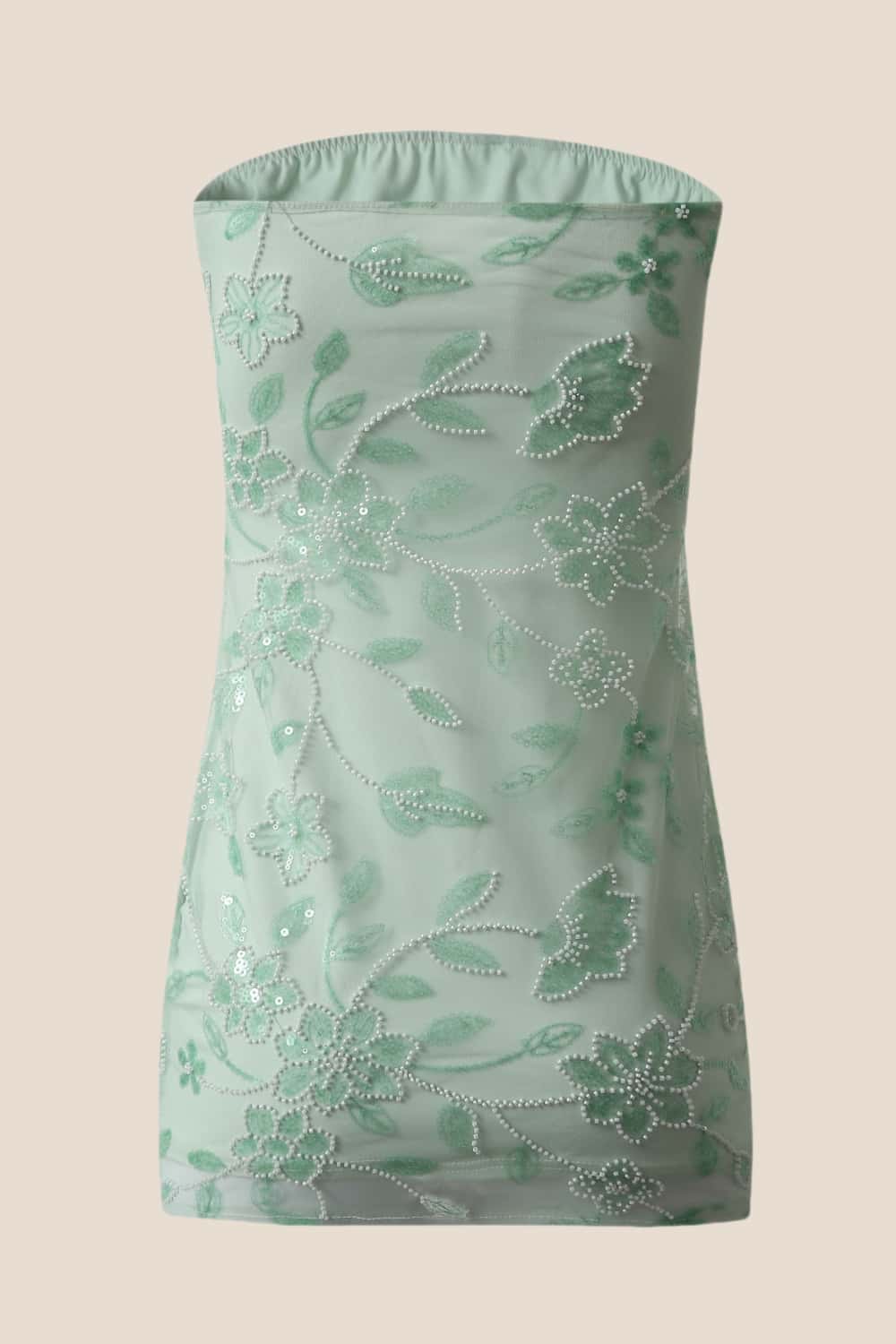 Blue Beaded Strapless Fitted Short Dress