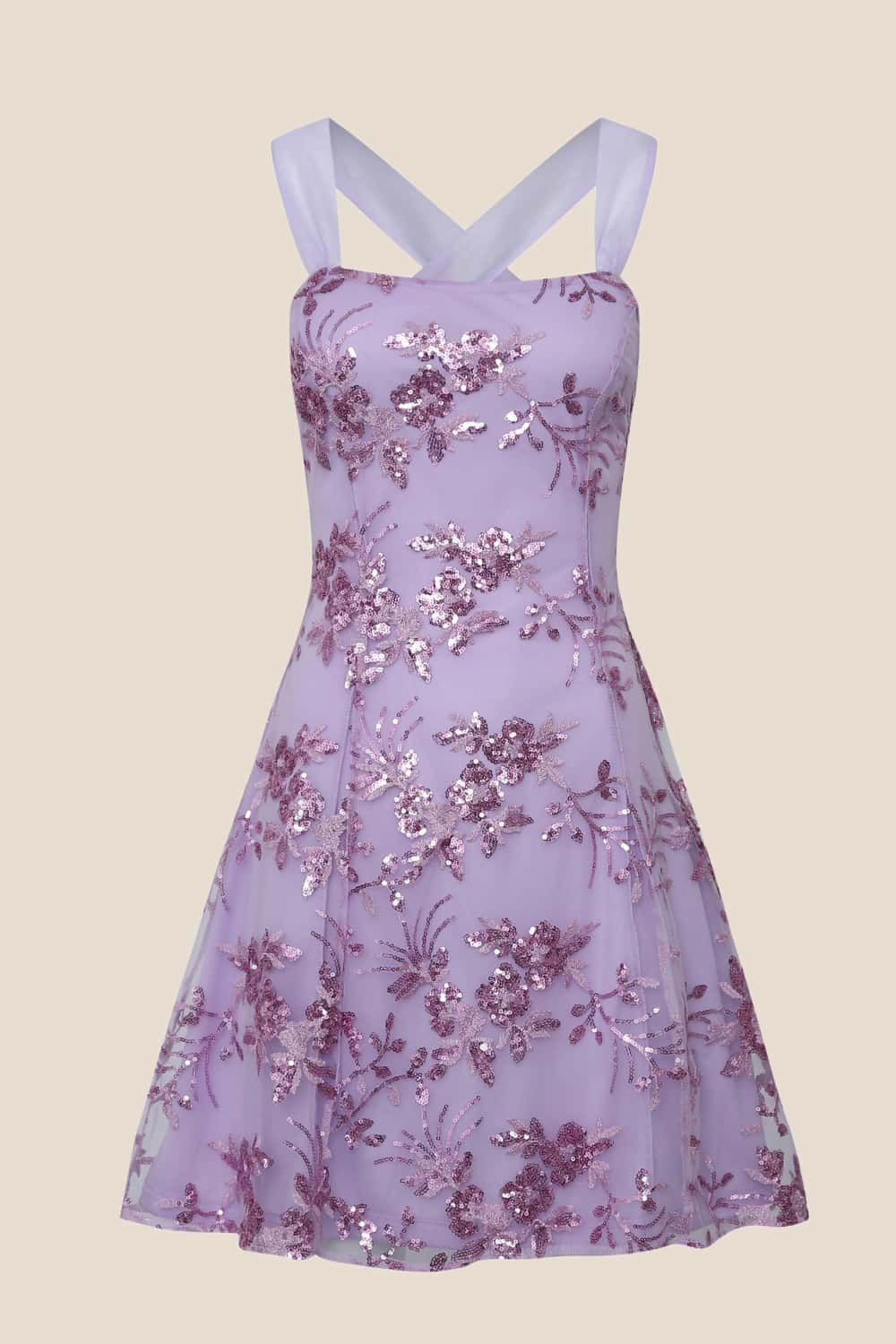 Blue Sequin Embroidery A-line Short Dress
