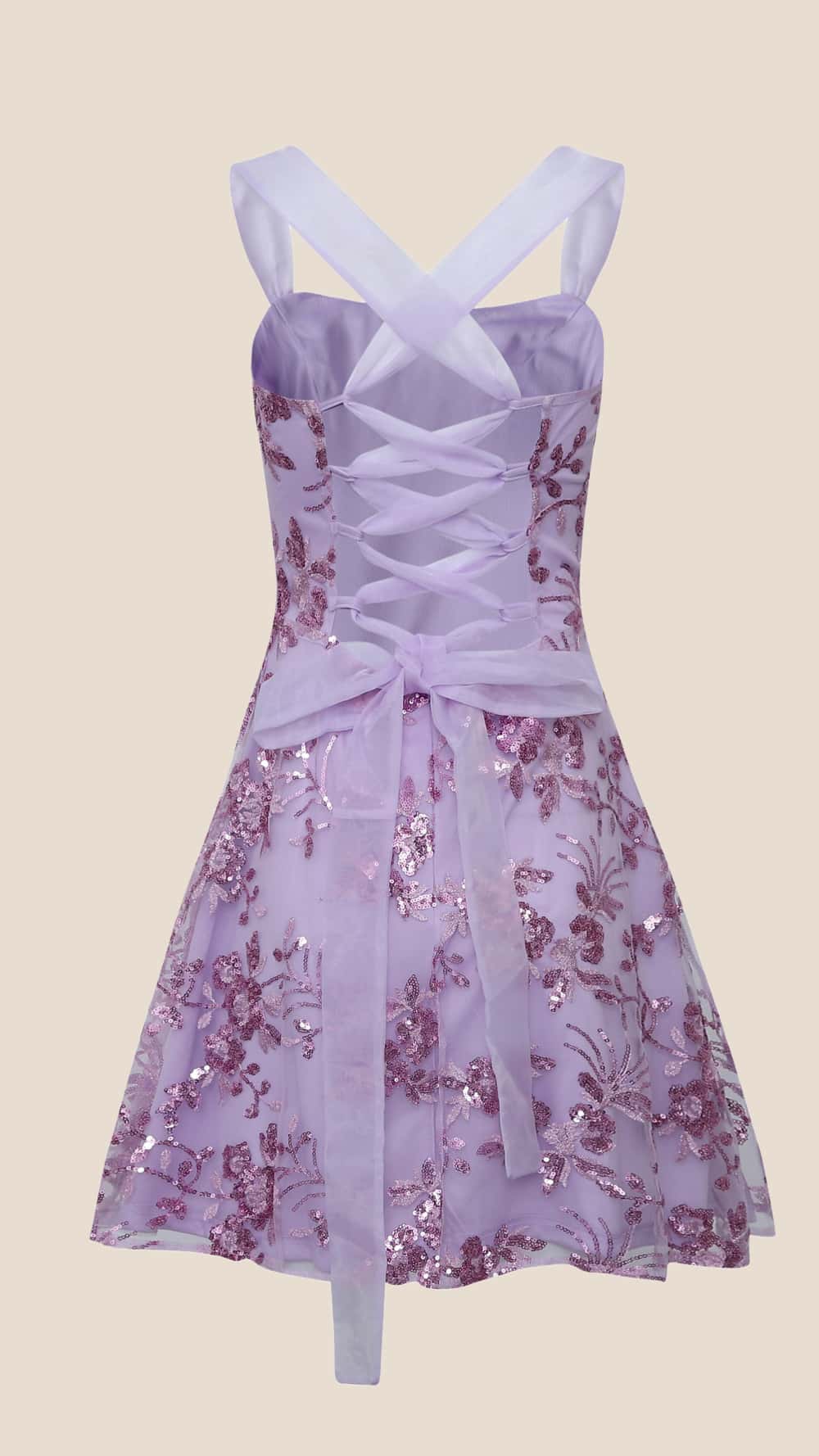 Blue Sequin Embroidery A-line Short Dress