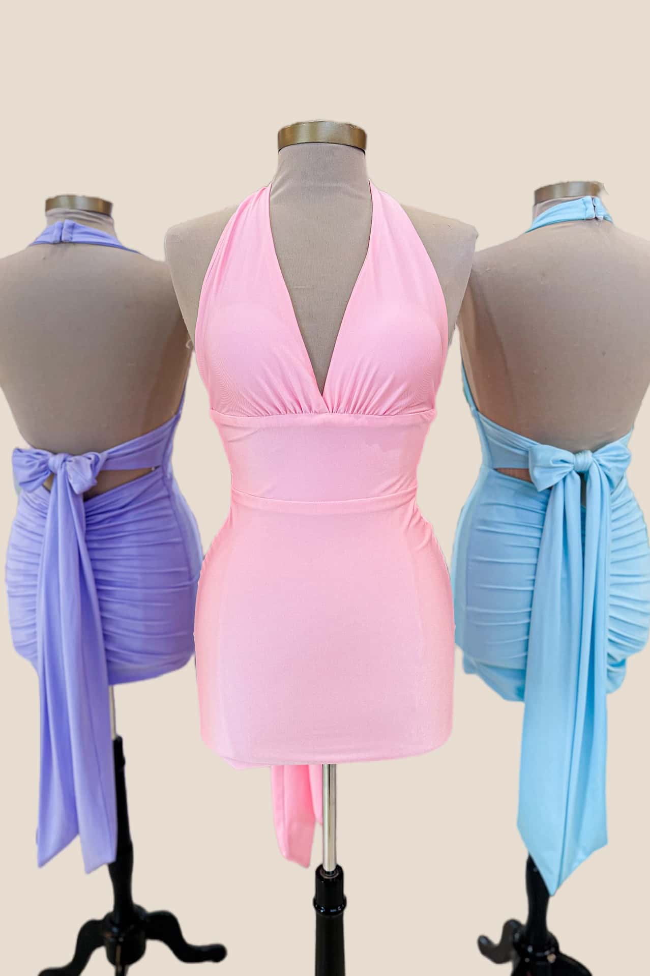 Pink Halter Tight Short Dress