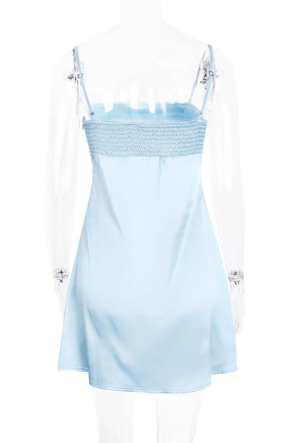 Blue Straps Satin Short Dress