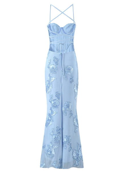 Black Straps Mermaid 3D Flower Dress