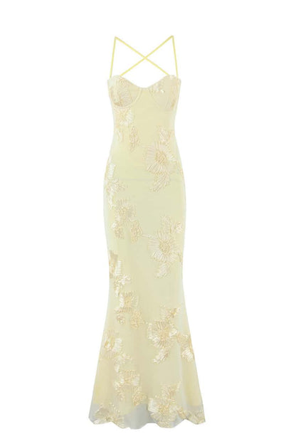 Black Straps Mermaid 3D Flower Dress