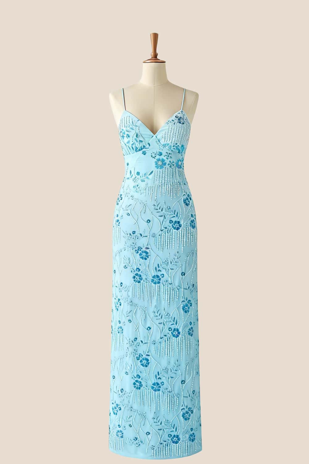 Fuchsia Beaded Straps Fitted Long Dress