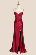 Navy Blue Beaded Ruched Satin Fitted Formal Dress