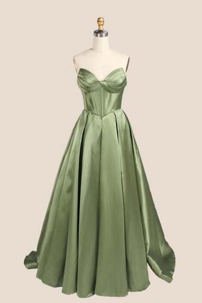 Light Blue Ruched Satin A-line Formal Dress