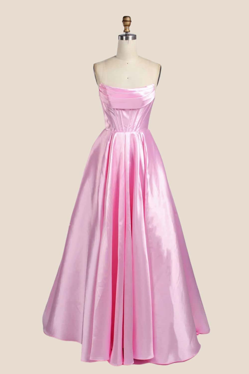 Cowl Neck Red Satin A-line Formal Dress