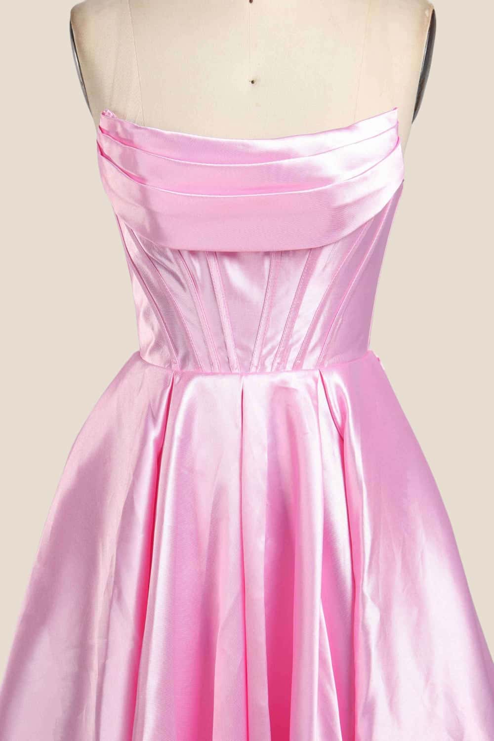 Cowl Neck Pink Satin A-line Formal Dress