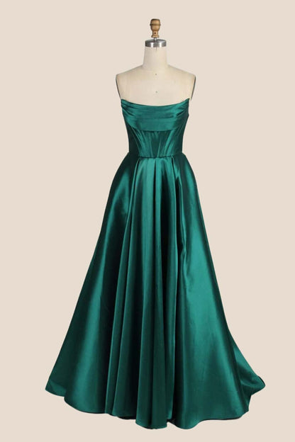 Cowl Neck Red Satin A-line Formal Dress