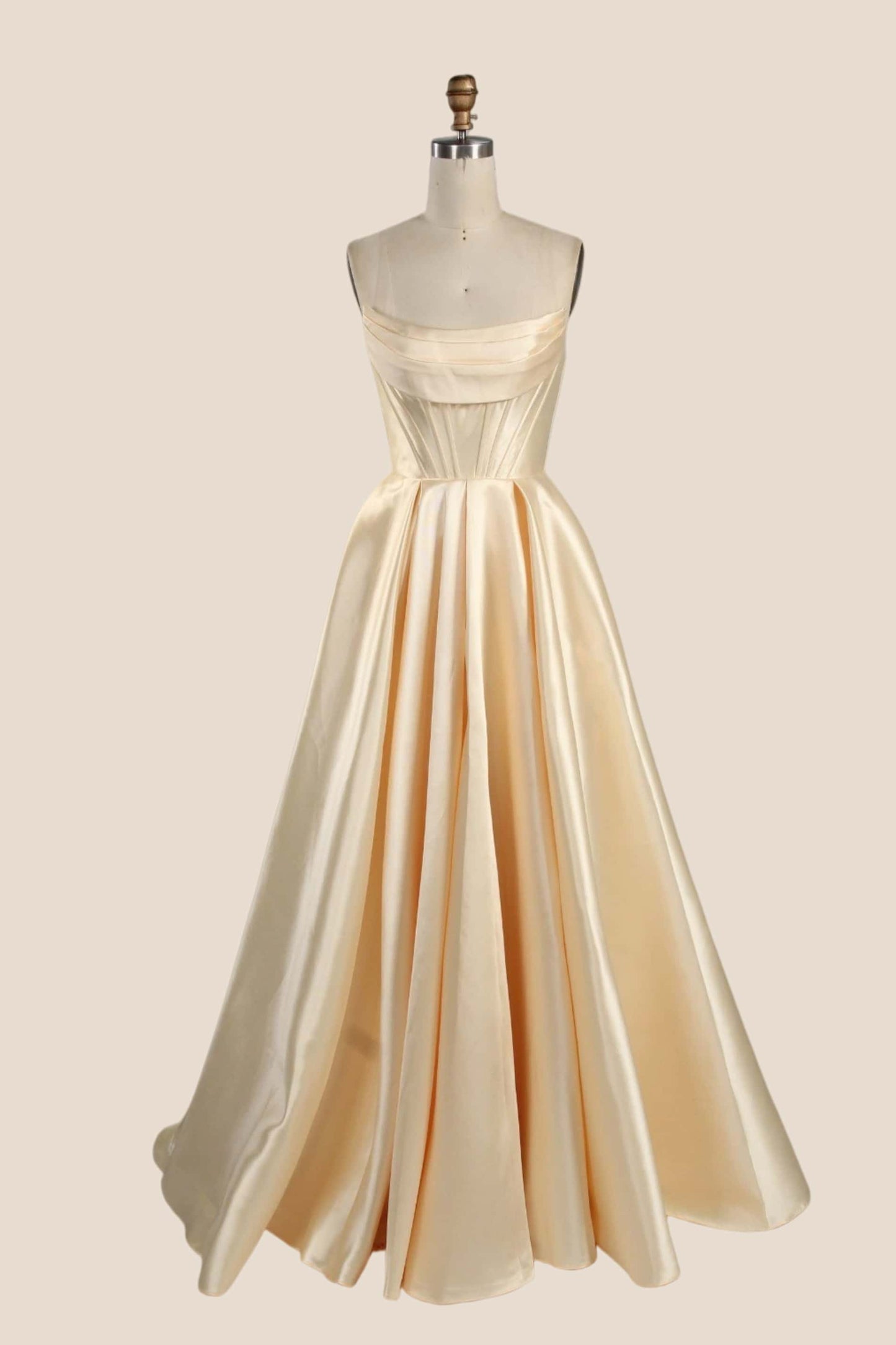 Cowl Neck Pink Satin A-line Formal Dress