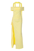 Off the Shoulder Yellow Slit Dress
