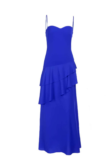 Light Blue Chiffon Tiered Maxi Dress