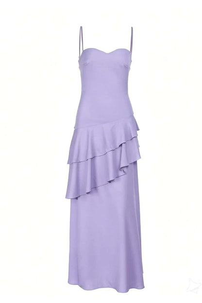 Light Blue Chiffon Tiered Maxi Dress