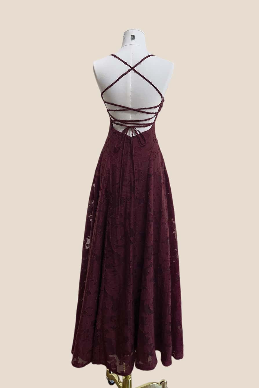 Pink Lace Cowl Neck A-line Long Dress