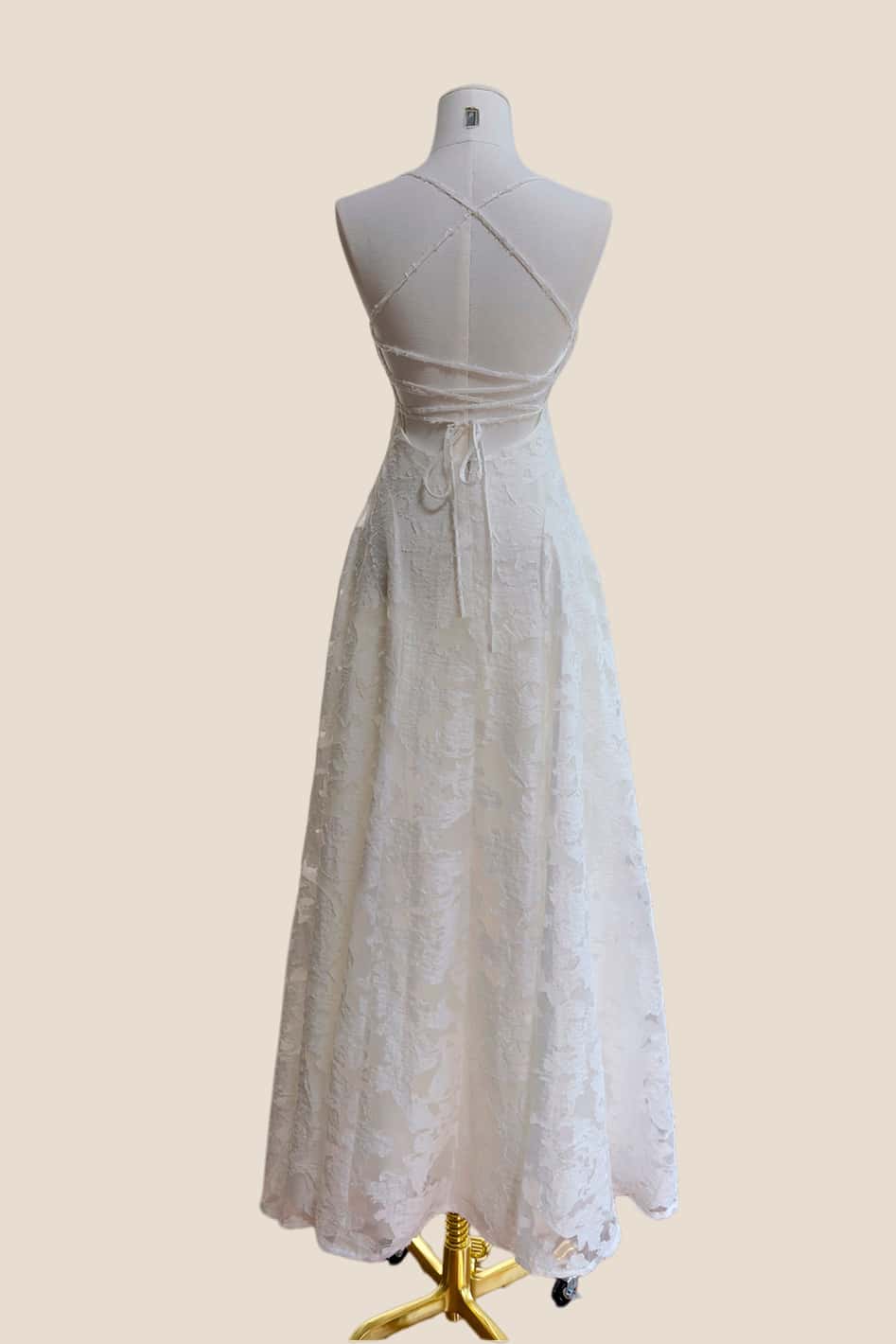 Pink Lace Cowl Neck A-line Long Dress
