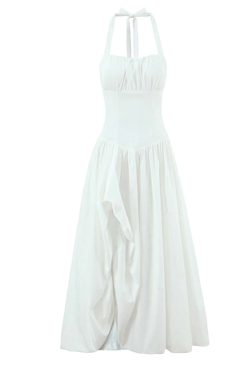 Pink Empire Halter Bubble Long Dress
