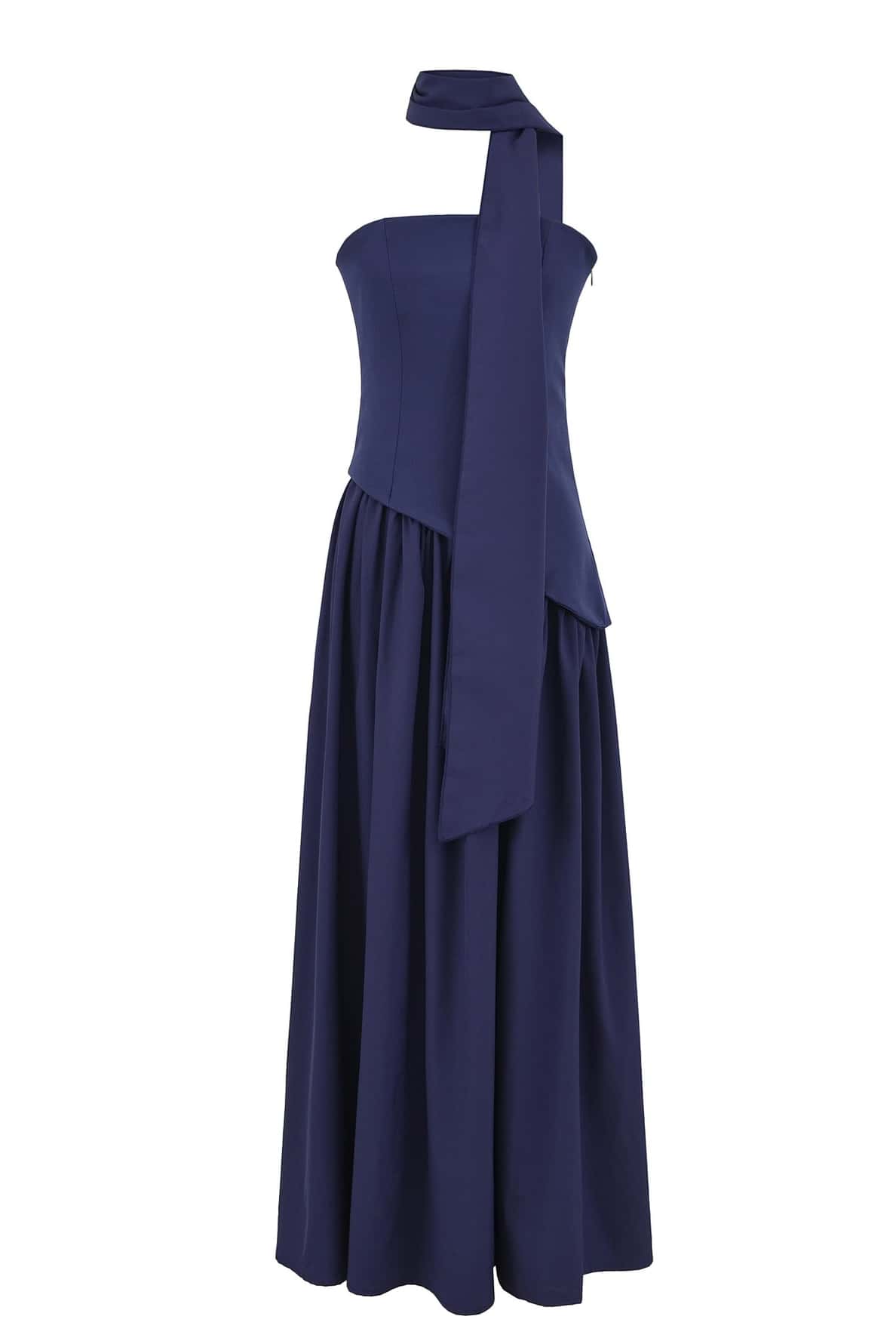 Pink Crepe Bodice Gathered Long Dress