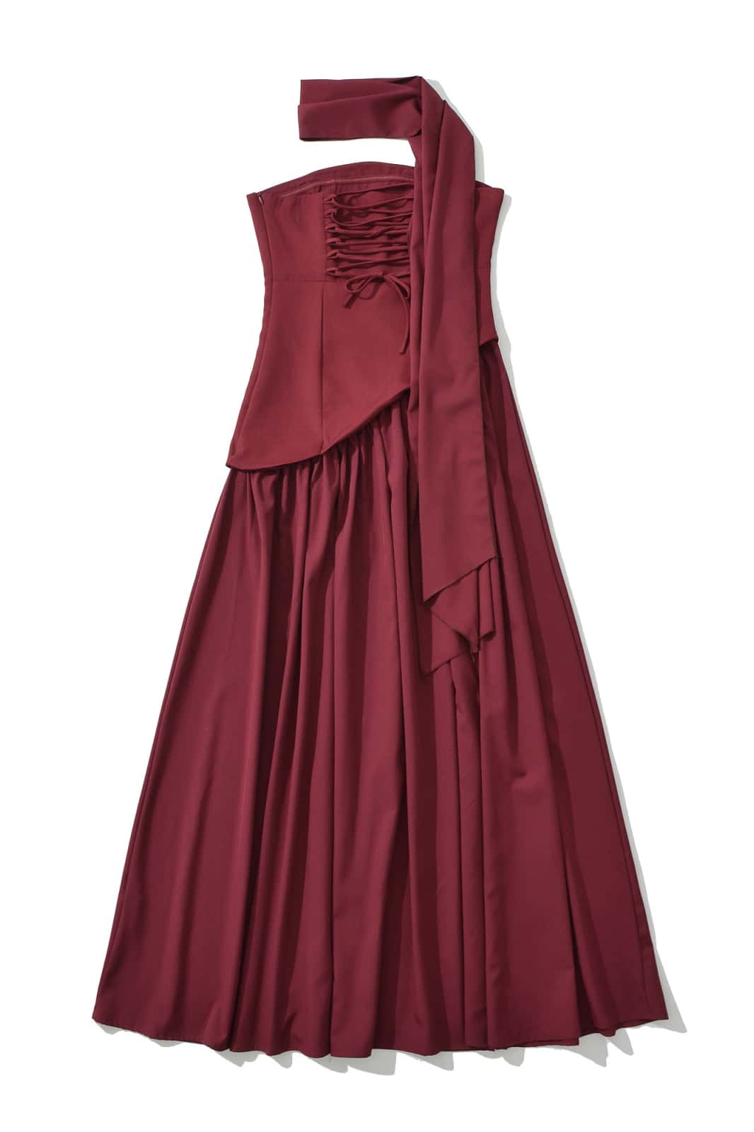 Pink Crepe Bodice Gathered Long Dress