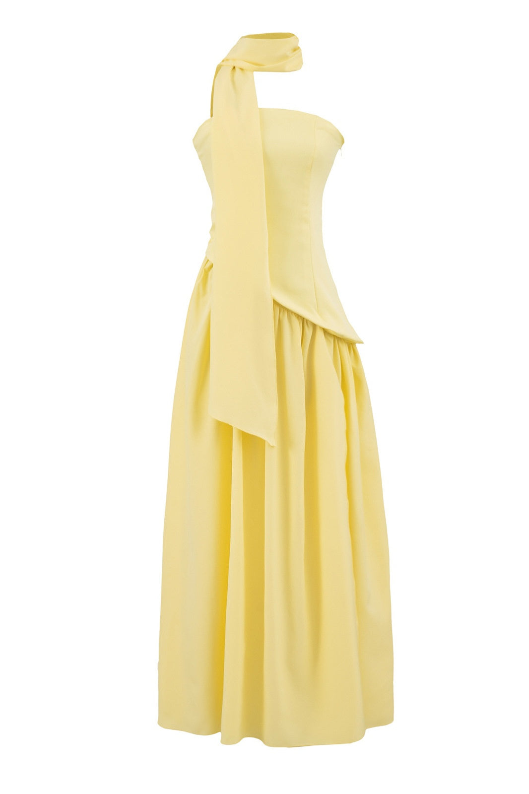 Pink Crepe Bodice Gathered Long Dress