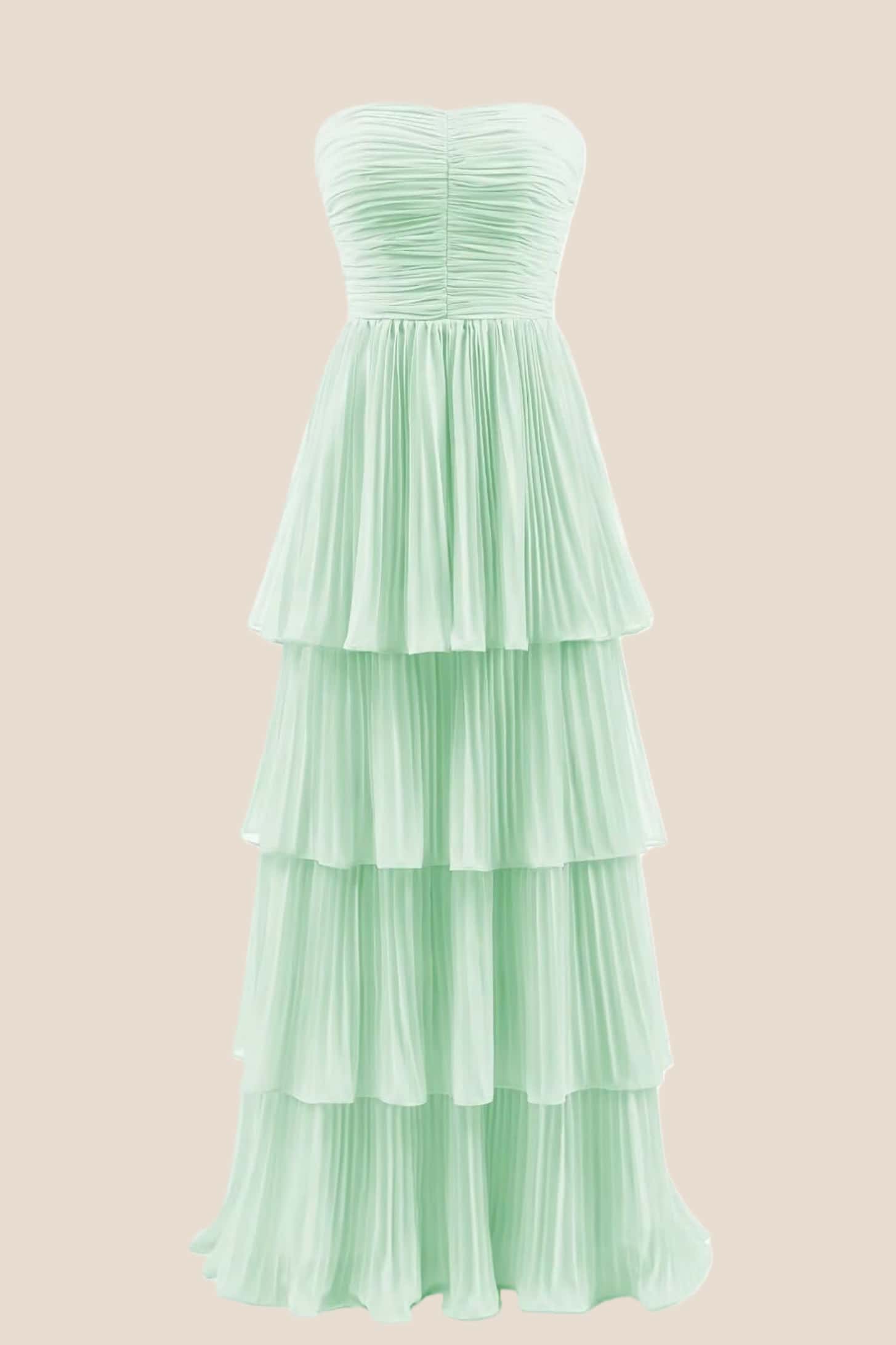 Emerald Green Chiffon Ruffles Long Party Dress